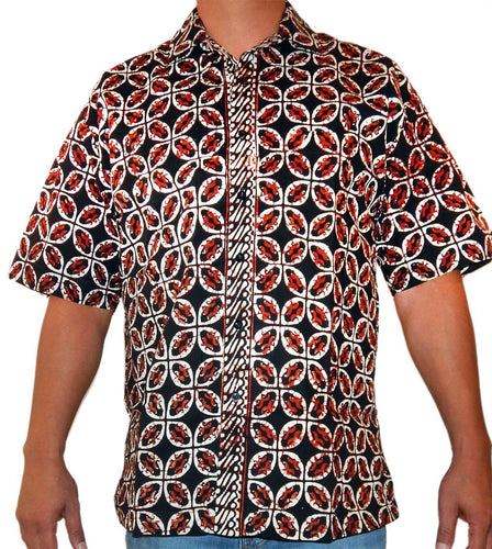 Geometric Clover and Parang Detail Motif Men's Batik Shirt