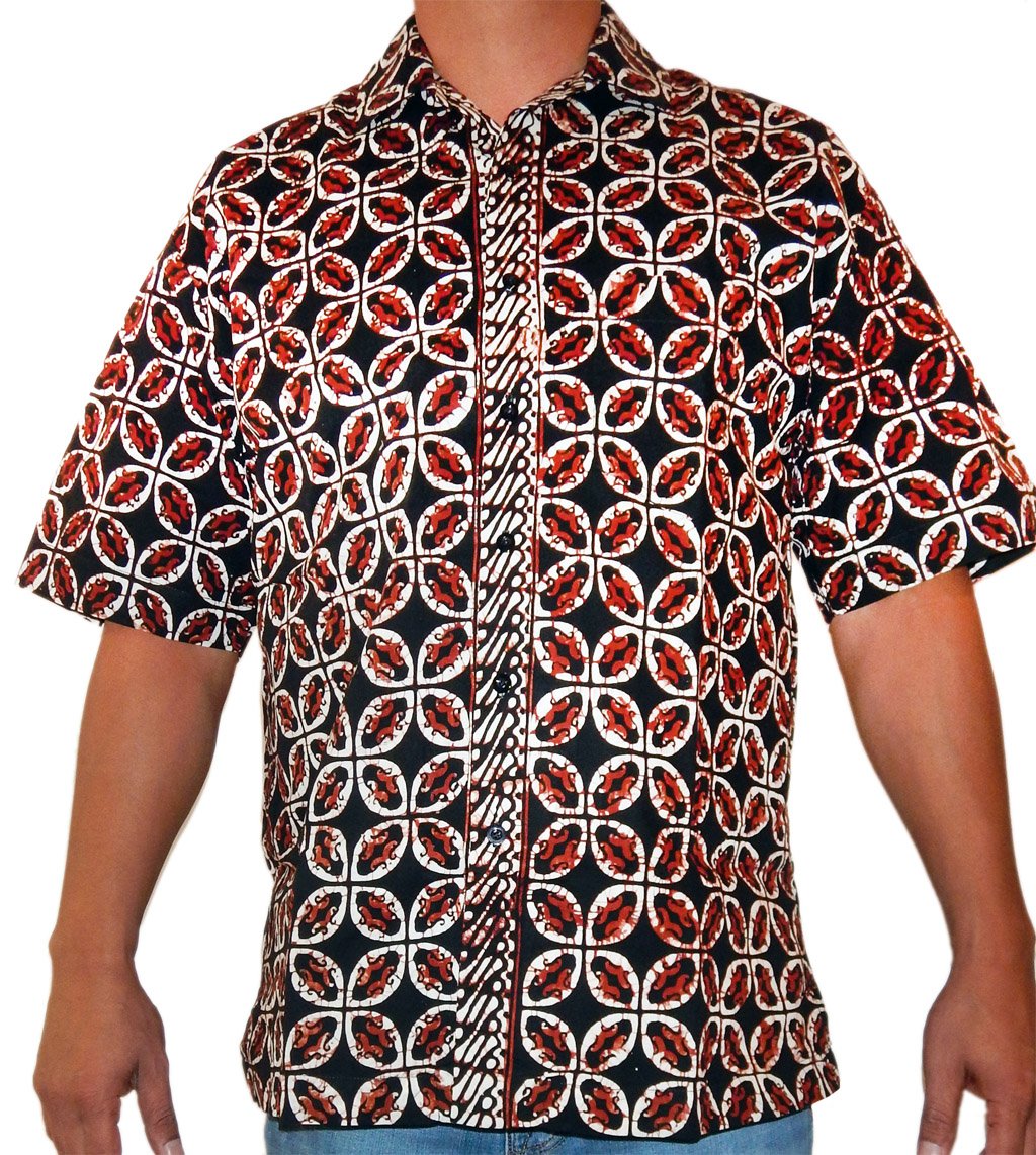 Geometric Clover and Parang Detail Motif Men's Batik Shirt