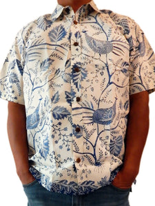 Wayang Pheasant and Broad Leaf Men's Batik Shirt