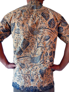 Wayang Pheasant and Broad Leaf Men's Batik Shirt