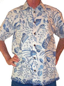 Wayang Pheasant and Broad Leaf Men's Batik Shirt